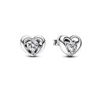 Pandora Radiant Heart & Floating Stone Stud Earrings - Sterling Silver & Cubic Zirconia Earrings - Gift for Her - No Box