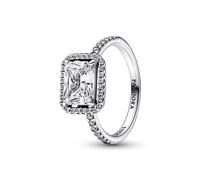Pandora Timeless Sterling silver Rectangular Sparkling Halo ring with clear cubic zirconia, 50