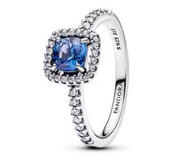 Pandora Silver Sparkling Square Blue Halo Ring - 52