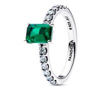 Pandora Rings Bright Green Rectangular Halo Ring 194506C01