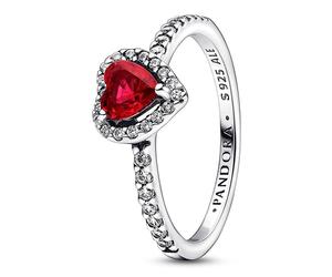 Pandora Rings Bright Red Leveled Heart Ring 198421C02