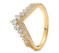 Pandora Timeless Wishbone 167736C01-56 14K Gold Plated Alloy Tiara Ring with Cubic Zirconia Size N