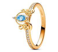 Pandora Disney Cinderella 14k gold-plated ring with clear and fancy light blue cubic zirconia, 58