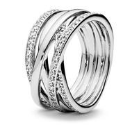 Pandora Rings Intertwined Ring with Shiny and Polished Lines 190919CZ