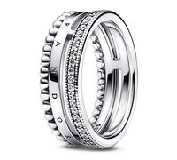 Pandora Rings Pandora Signature Ring Logo Pavé and Beads 192312C01