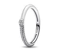 Pandora ME Pavé & White Sterling silver ring with white enamel and clear cubic zirconia, 54
