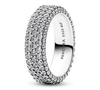 Pandora Timeless Sterling silver Pavé Triple-row ring with clear cubic zirconia, 54