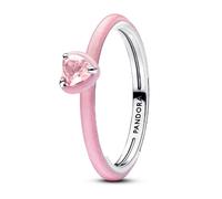 PANDORA Women's Silver Ring Heart Shape Pink Chakra 193088C02, 54/17,2, enamel, enamel
