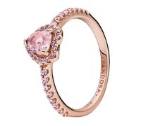 Pandora Timeless Heart 14k rose gold-plated ring with orchid pink crystal and fancy fairy tale pink cubic zirconia, 56