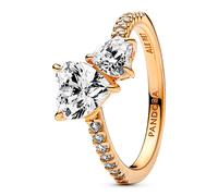 Pandora Rings Ring with a 14k gold coating Double Brilliant Heart 161198C01