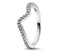 Pandora Timeless Wave sterling silver ring with clear cubic zirconia, 52