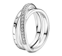Pandora Rings Triple Alliance Cross Ring in Pavé 199057C01
