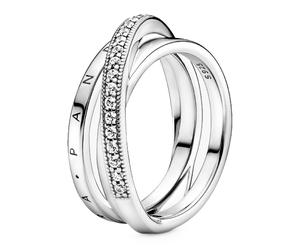 Pandora Rings Triple Alliance Cross Ring in Pavé 199057C01