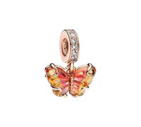 Pandora Rose Gold Plated Pink & Yellow Murano Glass Butterfly Dangle Charm