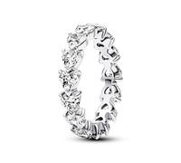Pandora Timeless Hearts sterling silver ring with clear cubic zirconia, 52