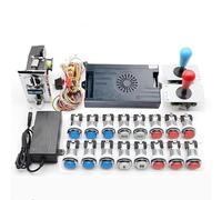 Pandora Saga DX 9800 in 1 Copy SANWA Kit Joystick with Chrome LED Button Coin Acceptor Arcade Machine Cabinet with Tutorial (Red and Blue)