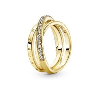 Pandora Gold Crossover Pave Triple Band Ring - 50