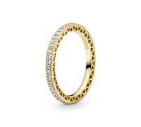 Pandora Signature Hearts of Pandora 14k gold-plated with clear cubic zirconia ring, 52