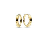 Pandora Signature logo 14k gold hoop earrings