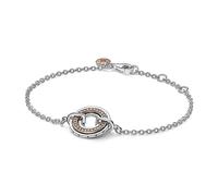 Pandora Signature logo sterling silver and 14k rose gold-plated bracelet with clear cubic zirconia, 18