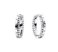Pandora Signature Logo with Beads Hoop Earrings 292310C00 - Sterling Silver, Reversible Signature Hoops