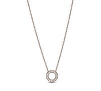 Pandora Signature Pavé Circle reversible 14k rose gold-plated necklace with clear cubic zirconia