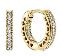 Pandora Signature Pavé Heart 14k Gold-plated hoop earrings