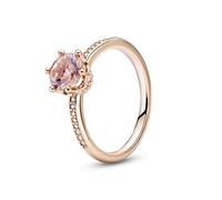 Pandora Signature Pink Sparkling Crown 14k rose gold-plated ring with blush pink crystal and clear cubic zirconia, 54