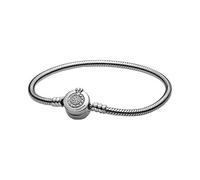 Pandora Signature Sparkling Crown O Snake Chain sterling silver bracelet with clear cubic zirconia, 17