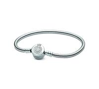 Pandora Signature Sparkling Crown O Snake Chain sterling silver bracelet with clear cubic zirconia, 16