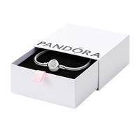 Pandora Signature Sparkling Crown O Snake Chain sterling silver bracelet with clear cubic zirconia, 20