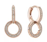 Pandora Signature Sparkling Doube Hoop 14k rose gold-plated earrings with clear cubic zirconia