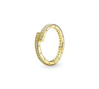 Pandora Signature Sparkling Overlapping 14k gold-plated ring with clear cubic zirconia, 54