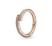 Pandora Signature Sparkling Overlapping 14k rose gold-plated ring with clear cubic zirconia