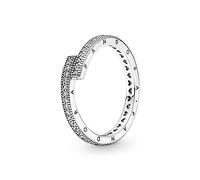 Pandora Signature Sparkling Overlapping sterling silver ring with clear cubic zirconia, 50