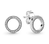 Pandora Signature Sterling Silver Forever Stud Earrings | Sterling Silver Forever Stud Earrings, Circular Cubic Zirconia Accents, Hand-Finished 925 Silver, Everyday Wear