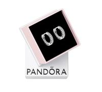 Pandora Signature Women's Sterling Silver Pavé Heart Cubic Zirconia Hoop Earrings, No Box