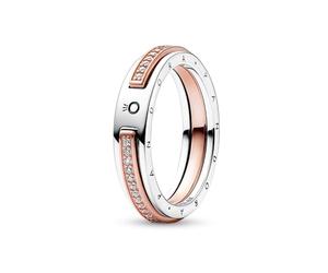 Pandora Signature Two-tone Logo & Pavé Ring, 50