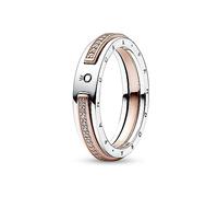 Pandora Signature Two-tone Logo & Pavé Ring, 52