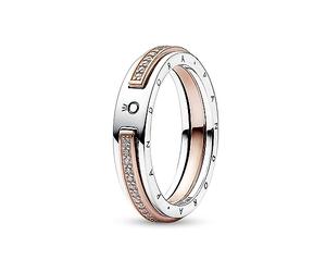 Pandora Signature Two-tone Logo & Pavé Ring, 52