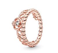 Pandora Signature Women's 14k Rose Gold-Plated Princess Tiara Crown Cubic Zirconia Ring, Size 56, No Box