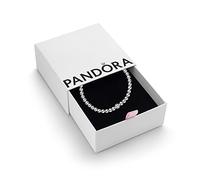 PANDORA Signature Women's Sterling Silver Beads and Pavé Cubic Zirconia Bracelet, Size 19, With Gift Box