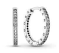 Pandora Signature Women's Sterling Silver Cubic Zirconia Hoop Earrings, 2.3mm, No Box
