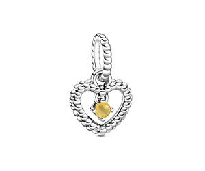 Pandora Signature Women's Sterling Silver November Birthstone Dangle Charm for Bracelet, No Box