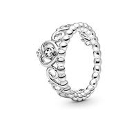 Pandora Signature Women's Sterling Silver Princess Tiara Crown Cubic Zirconia Ring, Size 56, No Box
