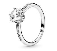 PANDORA Signature Women's Sterling Silver Sparkling Crown Cubic Zirconia Solitaire Ring, Size 48, No Box