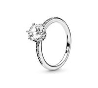 PANDORA Signature Women's Sterling Silver Sparkling Crown Cubic Zirconia Solitaire Ring, Size 52, No Box