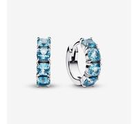 PANDORA Silver Aqua Crystal Hoop Earrings 293851C01