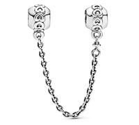 PANDORA Moments Women's Sterling Silver Band of Hearts Safety Chain Charm for Bracelet, No Box