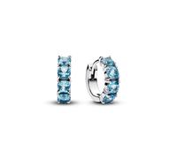 Pandora Silver Blue Crystal Hoop Earrings